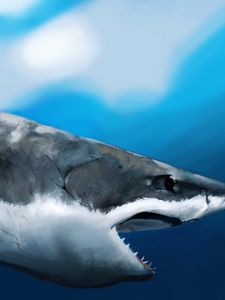 Preview wallpaper maw, shark, art, under the water, hunger, profile