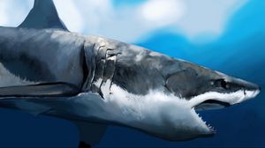 Preview wallpaper maw, shark, art, under the water, hunger, profile