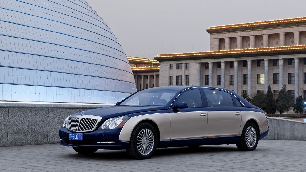Wallpaper maybach 62 s, white, blue, city, side view