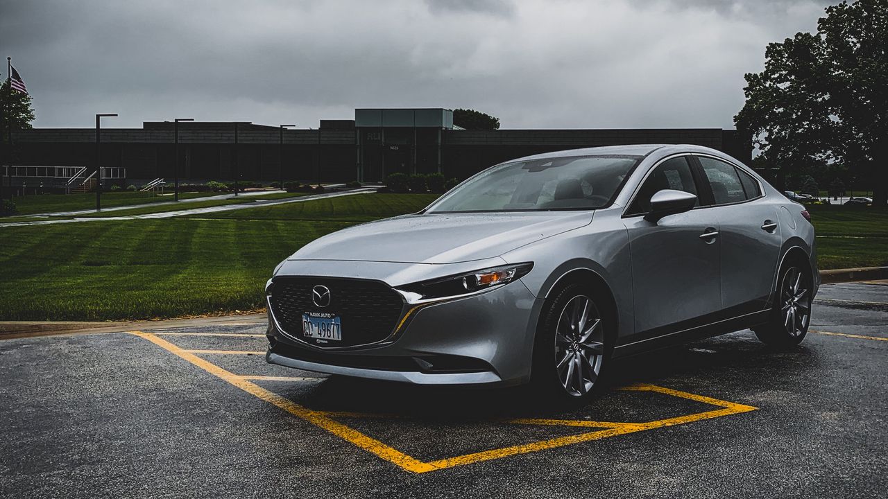 Wallpaper mazda, car, side view, gray