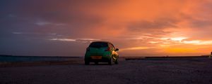 Preview wallpaper mazda, car, sunset, sky, clouds