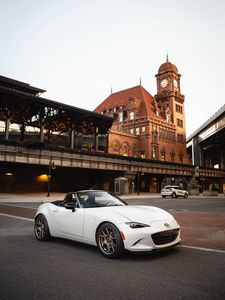 Preview wallpaper mazda mx-5, mazda, car, white, road