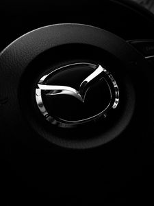 Preview wallpaper mazda, steering wheel, logo