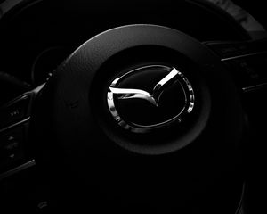 Preview wallpaper mazda, steering wheel, logo