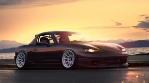 Preview wallpaper mazda, tuning, car, mazda mx 5, stance, sunset