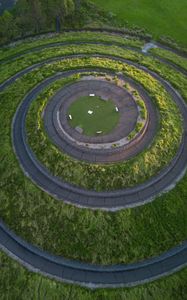 Preview wallpaper maze, spiral, aerial view, trail, greenery, landscape design