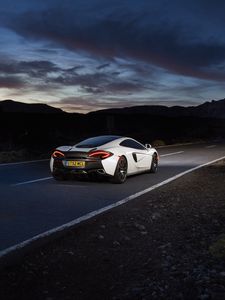 Preview wallpaper mclaren, 570gt, supercar, road, night, rear view