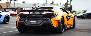 Preview wallpaper mclaren 600lt, mclaren, car, yellow, back view