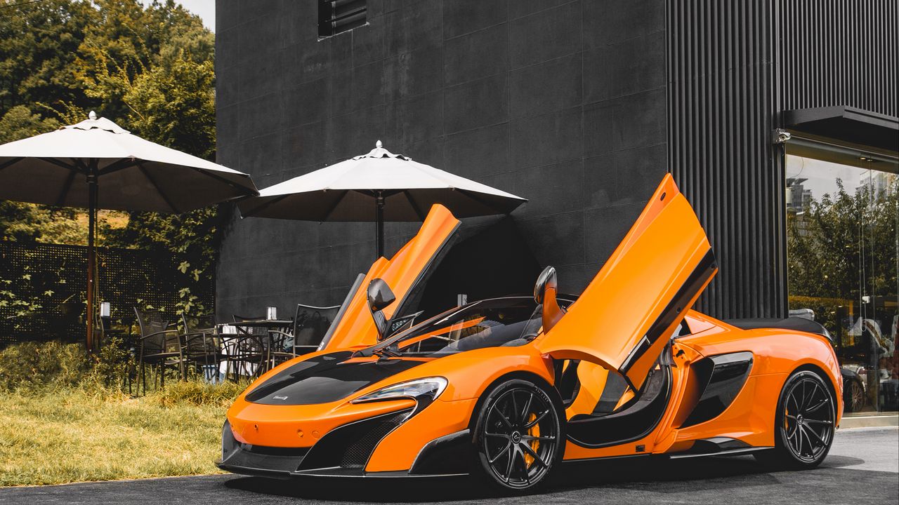 Wallpaper mclaren 675lt spider, mclaren, car, orange, sports car