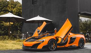 Preview wallpaper mclaren 675lt spider, mclaren, car, orange, sports car