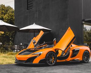 Preview wallpaper mclaren 675lt spider, mclaren, car, orange, sports car