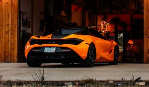 Preview wallpaper mclaren, car, supercar, orange, back view