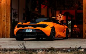 Preview wallpaper mclaren, car, supercar, orange, back view