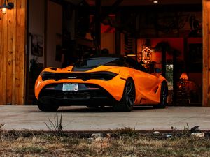 Preview wallpaper mclaren, car, supercar, orange, back view