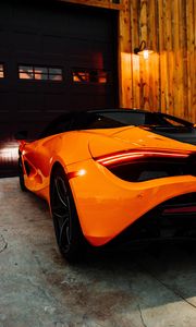 Preview wallpaper mclaren, car, supercar, orange, tailight, back view