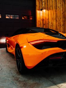 Preview wallpaper mclaren, car, supercar, orange, tailight, back view