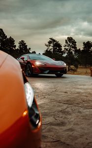 Preview wallpaper mclaren, car, supercar, red, light, headlights