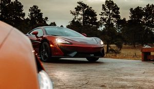 Preview wallpaper mclaren, car, supercar, red, light, headlights