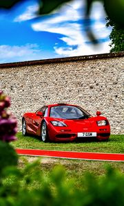 Preview wallpaper mclaren f1, mclaren, car, sports car, red, front view