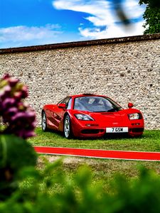 Preview wallpaper mclaren f1, mclaren, car, sports car, red, front view