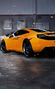 Preview wallpaper mclaren, mp4-12c, sparks, yellow, rear view