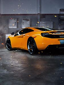 Preview wallpaper mclaren, mp4-12c, sparks, yellow, rear view