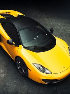 Preview wallpaper mclaren, mp4-12c, top view, yellow