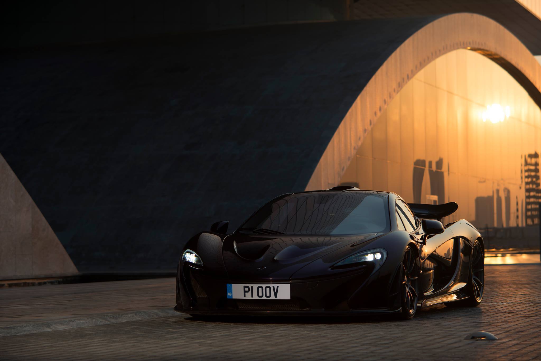 Download Wallpaper 48x1366 Mclaren P1 Black Front View Hd Background