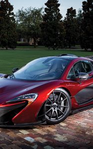 Preview wallpaper mclaren, p1, red, sports car, side view