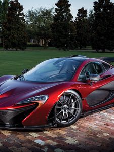 Preview wallpaper mclaren, p1, red, sports car, side view
