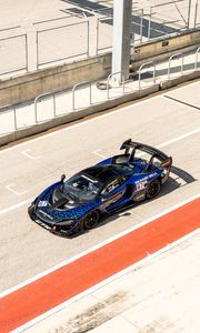 Preview wallpaper mclaren senna gtr, mclaren, car, sports car, blue, aerial view