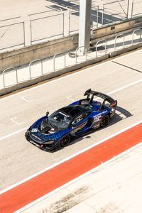 Preview wallpaper mclaren senna gtr, mclaren, car, sports car, blue, aerial view