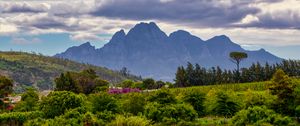 Preview wallpaper meadow, grass, mountains, river, landscape, nature