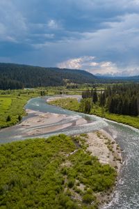 Preview wallpaper meadow, river, trees, landscape