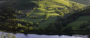 Preview wallpaper meadow, trees, grass, river, nature