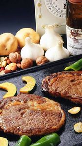 Preview wallpaper meat, baking, vegetables, fry