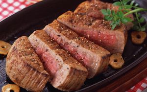 Preview wallpaper meat, stake, cuts, profrying, pepper, spices