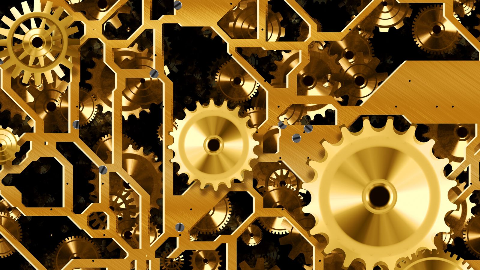1600x900 Wallpaper mechanism, gears, gold