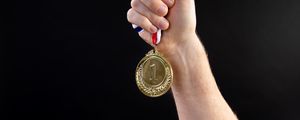 Preview wallpaper medal, victory, hand, sport, black