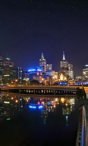 Preview wallpaper melbourne, australia, night, bridge, reflection, river