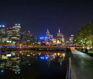 Preview wallpaper melbourne, australia, night, bridge, reflection, river