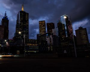 Preview wallpaper melbourne, australia, skyscrapers, night