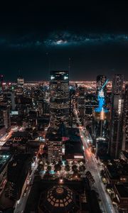 Preview wallpaper melbourne, australia, skyscrapers, night, top view