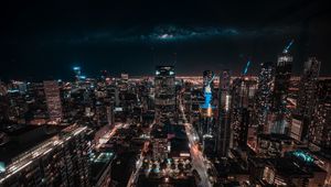 Preview wallpaper melbourne, australia, skyscrapers, night, top view