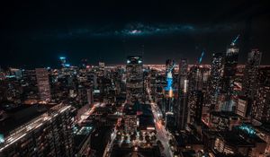 Preview wallpaper melbourne, australia, skyscrapers, night, top view