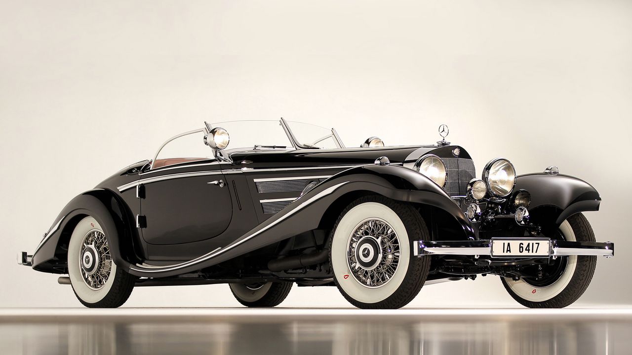 Wallpaper mercedes, 1936, 540k, special roadster, classic, car, black