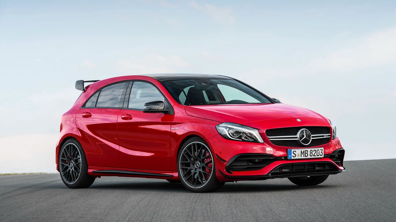 Wallpaper mercedes, amg, a-class, w176, red, side view