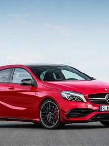 Preview wallpaper mercedes, amg, a-class, w176, red, side view