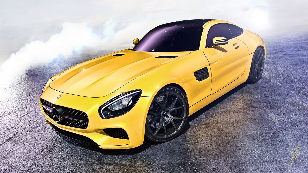 Wallpaper mercedes, amg, gt, yellow, side view