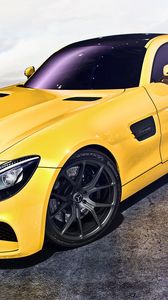 Preview wallpaper mercedes, amg, gt, yellow, side view